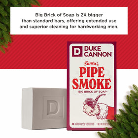 Duke Cannon Big Brick of Soap Holiday Edition on a wooden surface