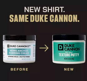 Duke Cannon Dry Hold Texture Putty in use on styled hair