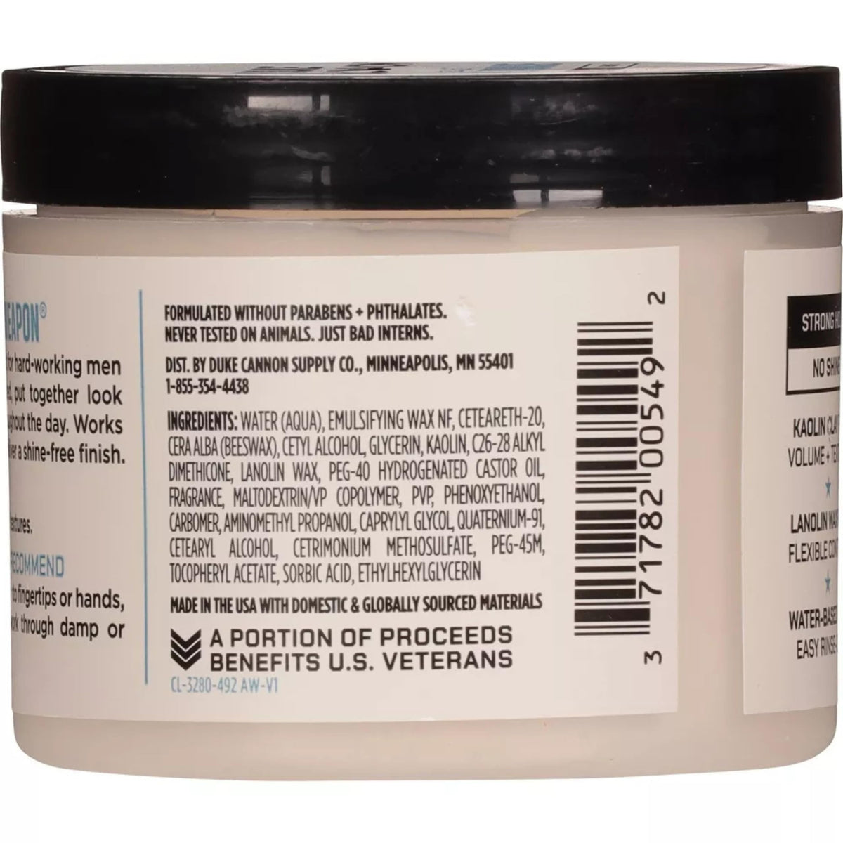 Duke Cannon Flexible Fiber Pomade 4.6 oz top view