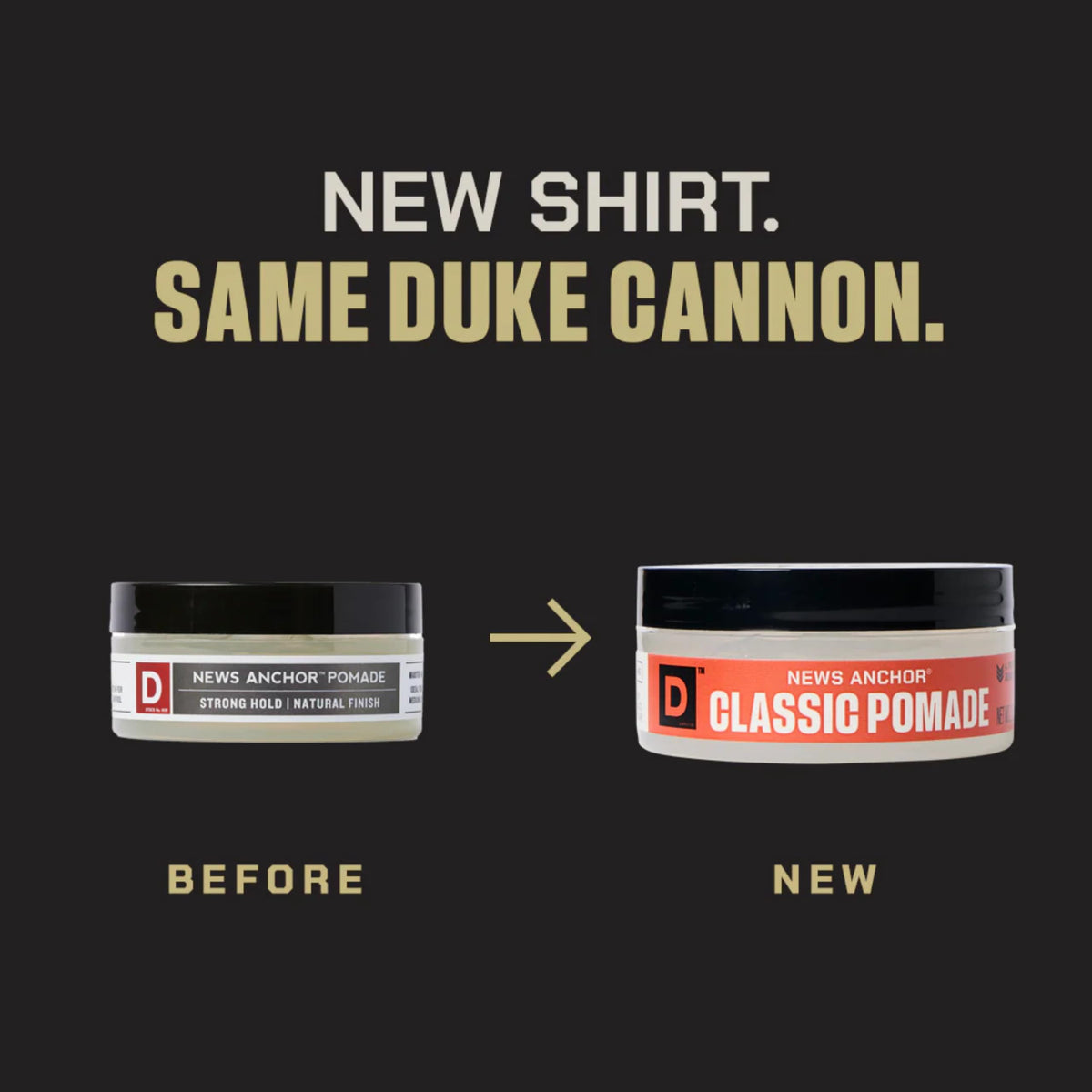 Duke Cannon News Anchor Classic Pomade side view with packaging