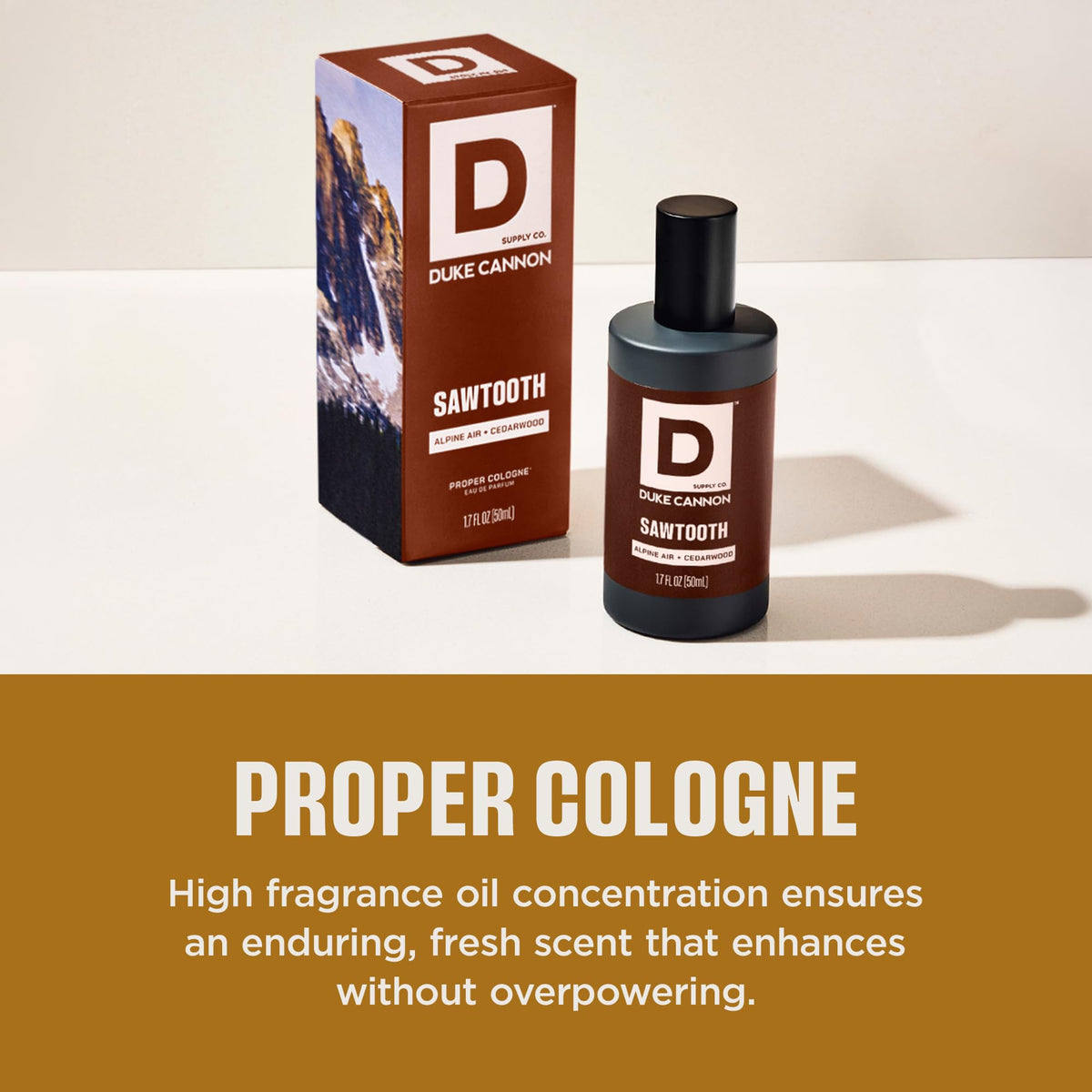 Duke Cannon Proper Cologne Sawtooth bottle cap close-up