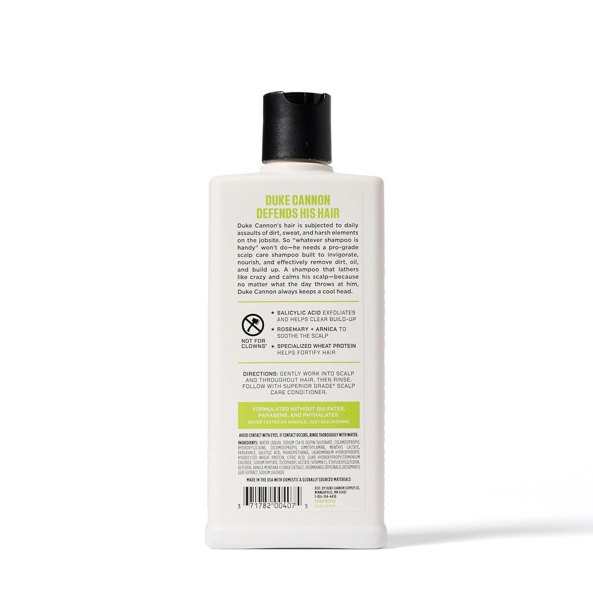Duke Cannon Scalp Care Shampoo 14 oz back view