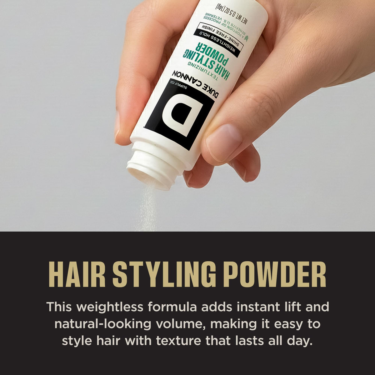 Duke Cannon Styling Powder with matte finish texture