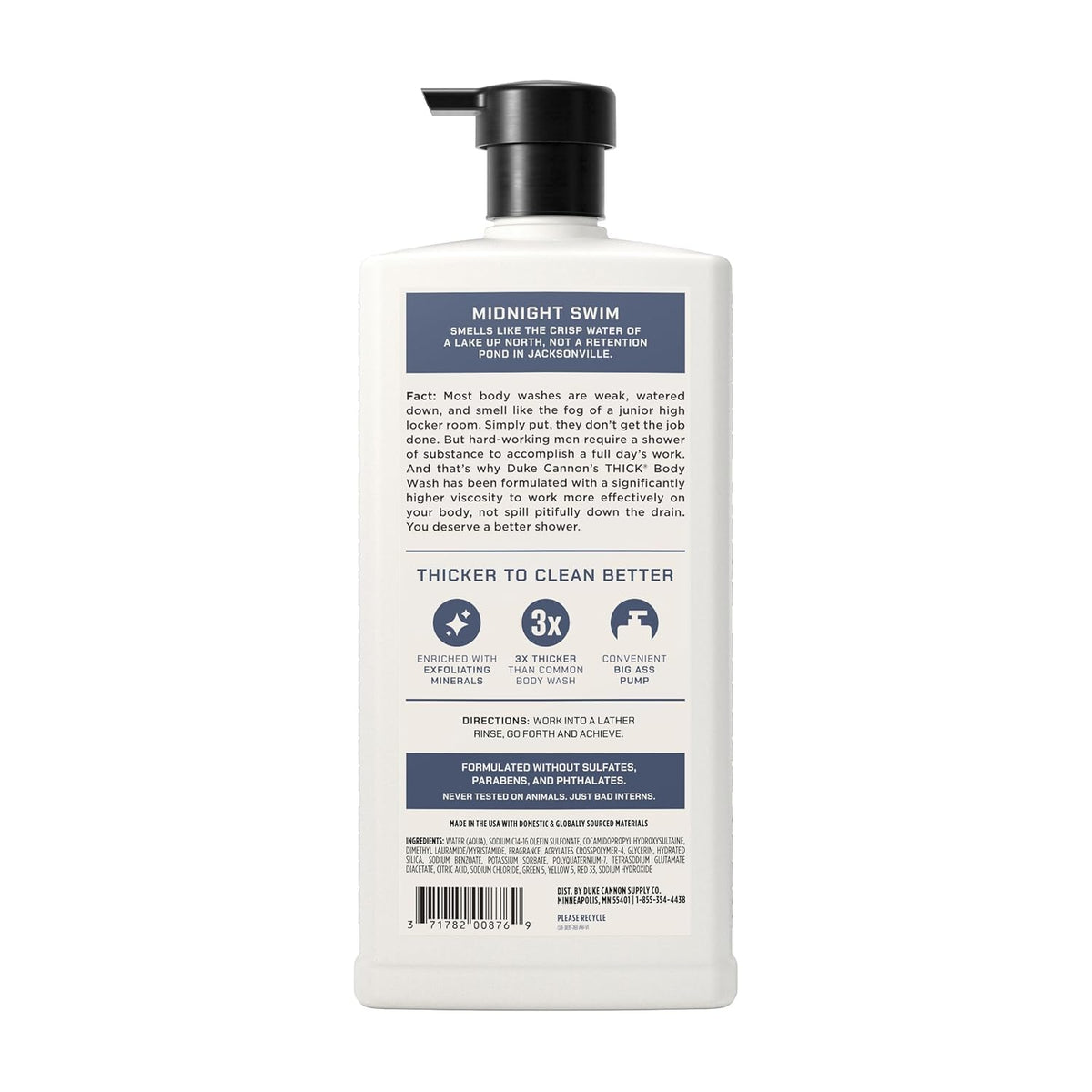Duke Cannon THICK Body Wash 30 fl oz Midnight Swim back view