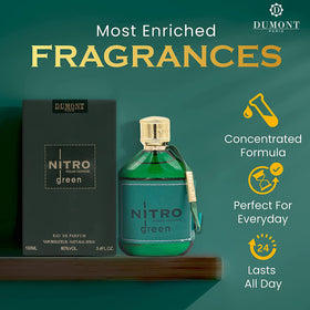 Dumont Nitro Green Eau De Parfum bottle side view