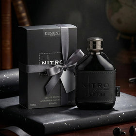 Dumont Nitro Platinum Eau De Parfum bottle with accessories