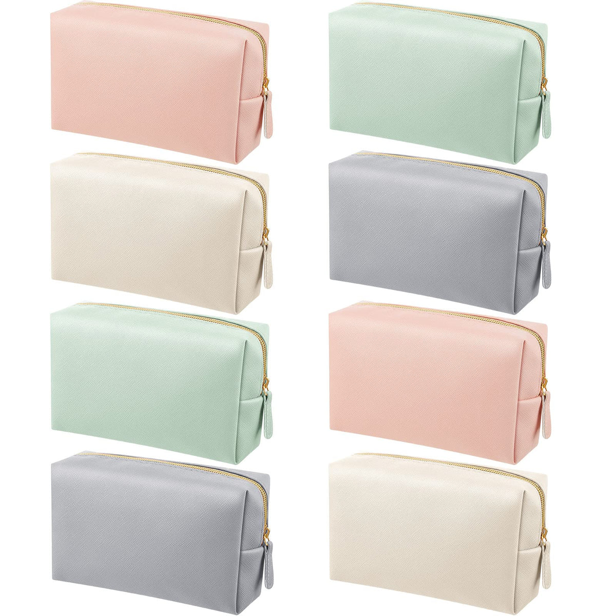 Dunzy 8 Pcs Makeup Bag Set in soft colours front view