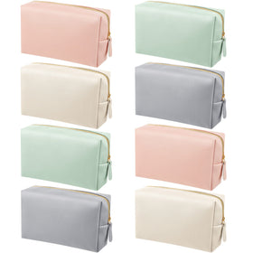 Dunzy 8 Pcs Makeup Bag Set in soft colours front view