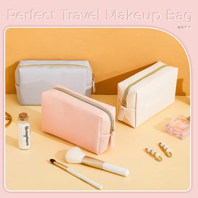 Dunzy makeup bag with cosmetics inside