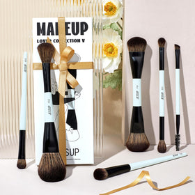 Duo-end blending brush for detailed eye makeup