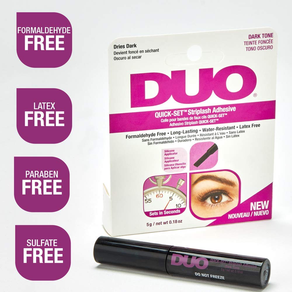 DUO Quick-Set Eyelash Glue Dark Tone application process