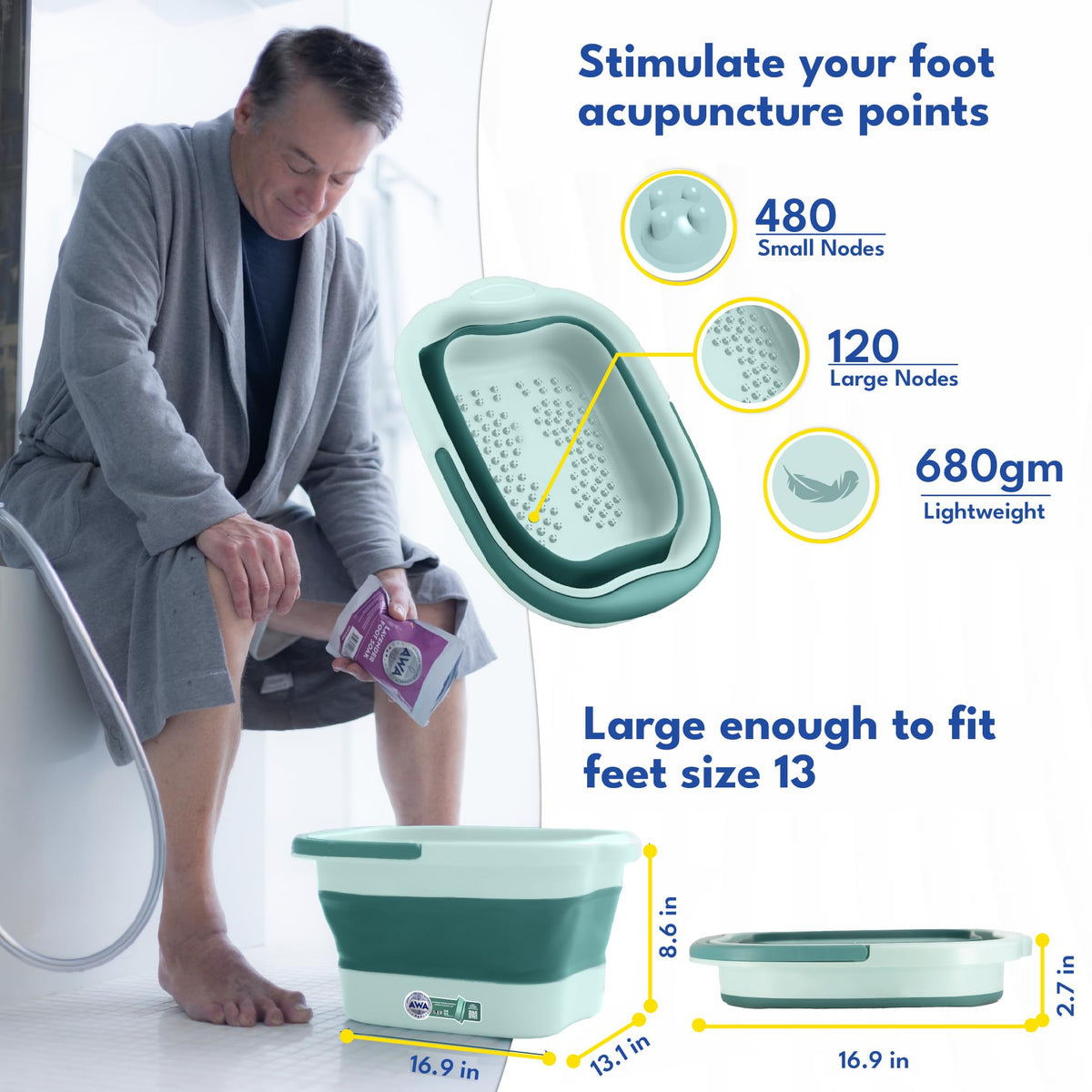Durable foot soak tub made from thick-wall plastic