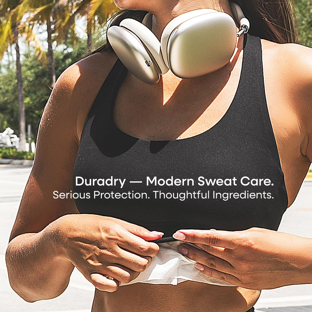 Duradry Sweat Control Body Wipes held in hand