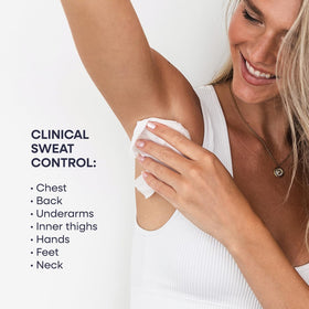 Duradry Sweat Control Body Wipes on a bathroom counter