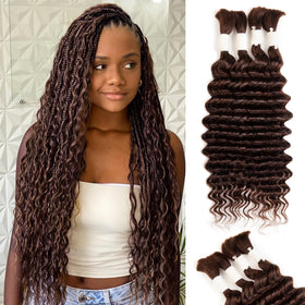 DUZIKAI Human Hair Braiding Hair Deep Wave 100g pack front view