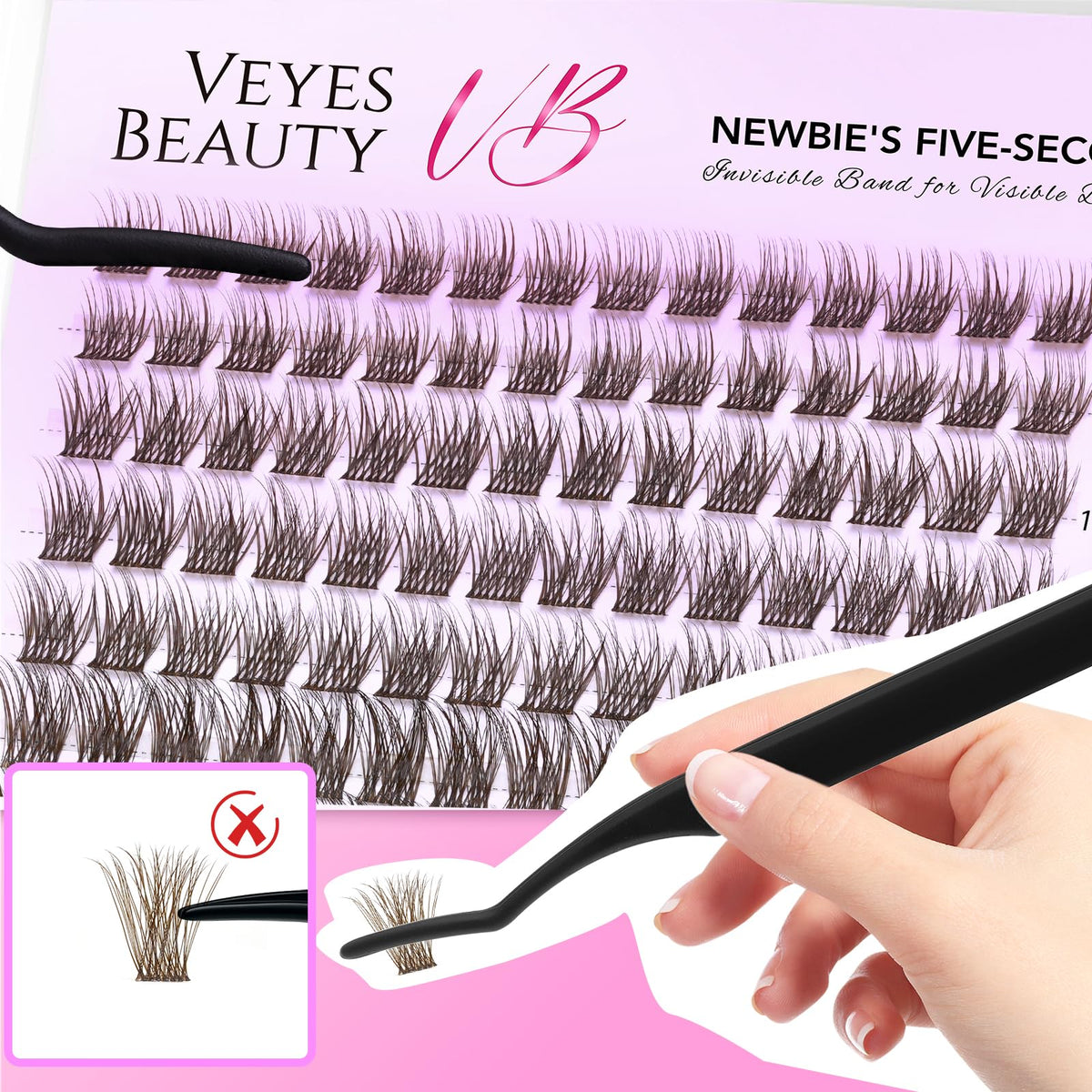 Dynamic 3D Fluffy lash clusters in brown colour