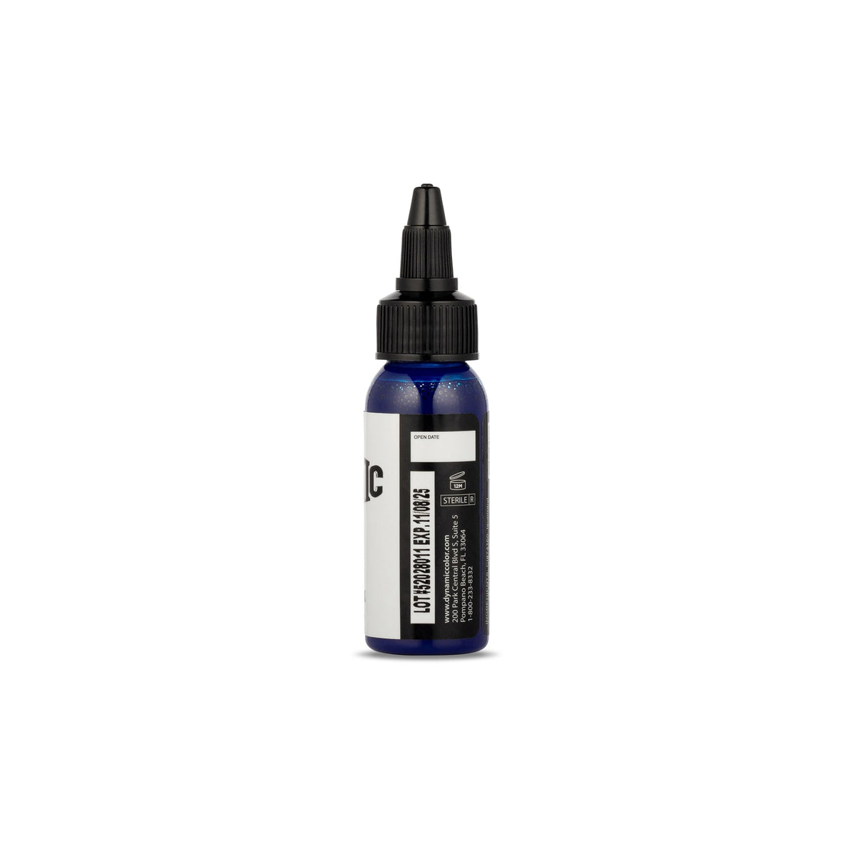 Dynamic Color Blue Tattoo Ink 1 oz bottle side view