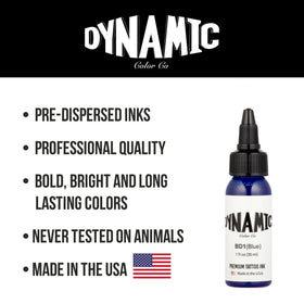 Dynamic Color Blue Tattoo Ink 1 oz with needle and ink cap
