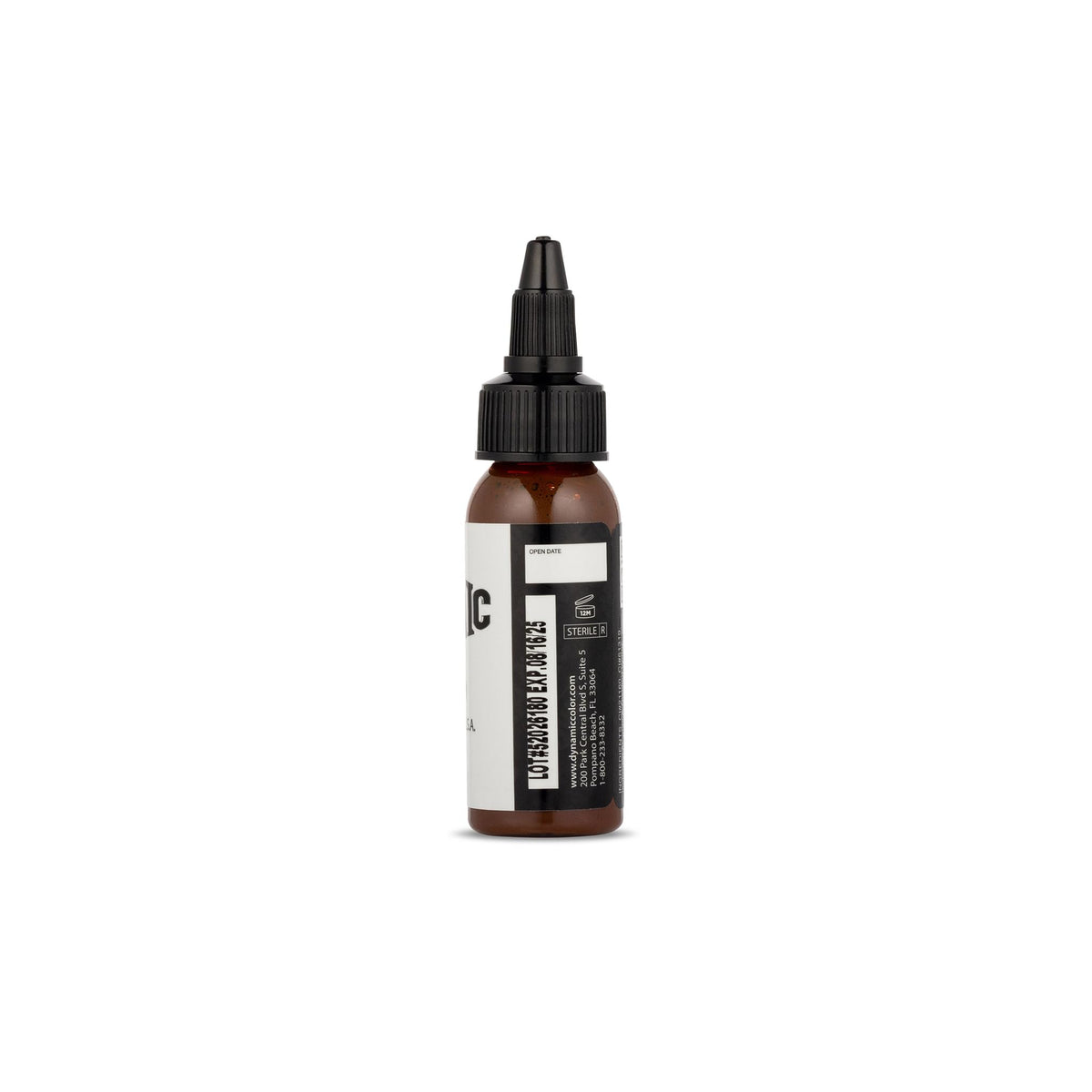 Dynamic Color Brown Tattoo Ink bottle with lot number
