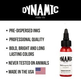 Dynamic Color Burgundy Red Tattoo Ink with needle and skin sample