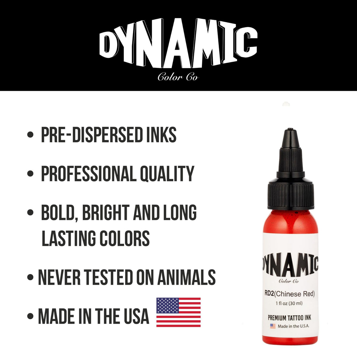 Dynamic Color Co Chinese Red Tattoo Ink packaging details