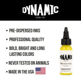 Dynamic Color Co Lemon Yellow Tattoo Ink 1 oz packaging