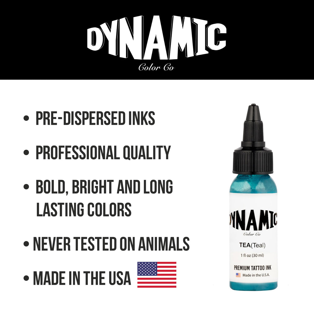 Dynamic Color Co Teal Tattoo Ink 1 oz with needle and ink cap