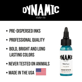 Dynamic Color Co Teal Tattoo Ink 1 oz with needle and ink cap