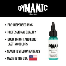 Dynamic Color Co Turquoise Tattoo Ink 1 oz with tattoo supplies