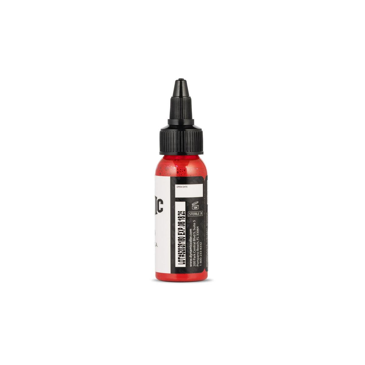 Dynamic Color Fire Red Tattoo Ink 1 oz bottle back view
