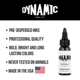 Dynamic Color Green Tattoo Ink showing smooth flow consistency