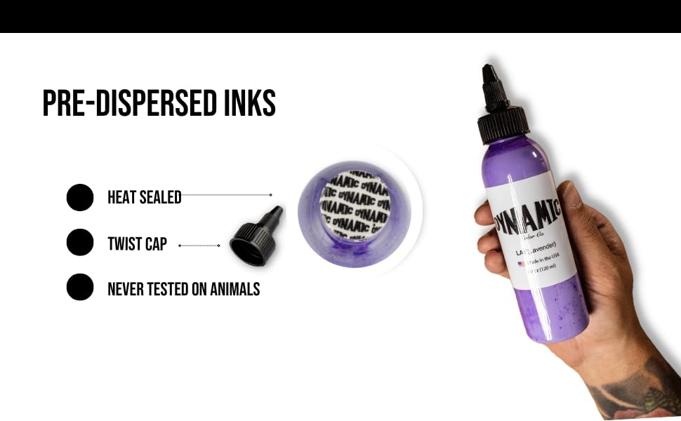 Dynamic Color Lavender Tattoo Ink 1 oz packaging and lot number