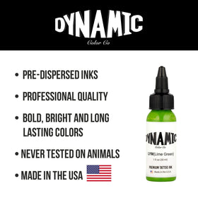 Dynamic Color Lime Green Tattoo Ink packaging display