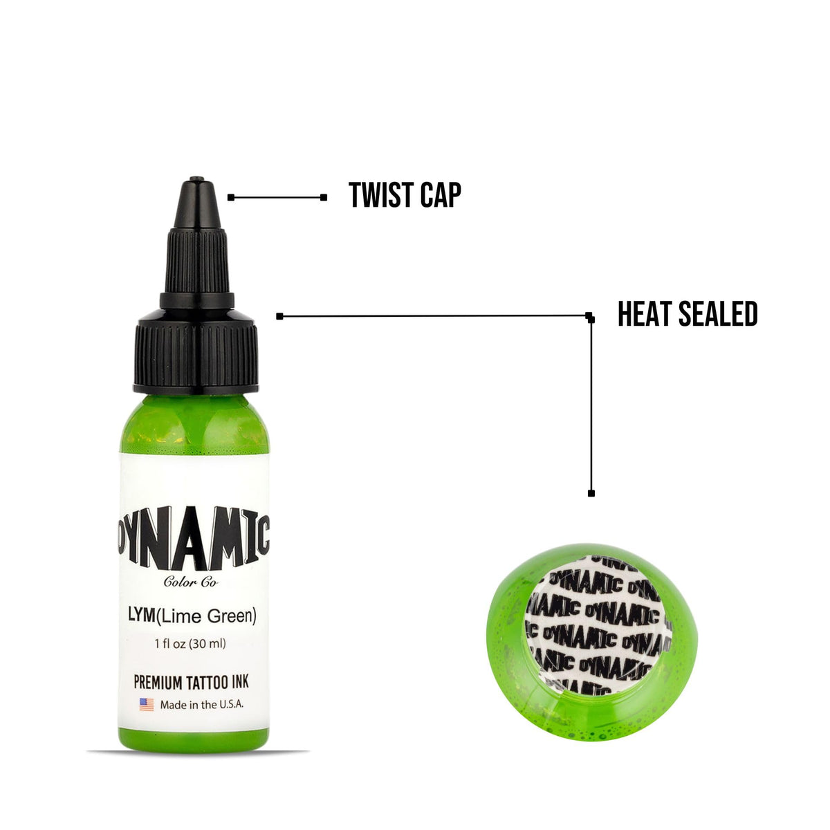 Dynamic Color Lime Green Tattoo Ink with tattoo supplies