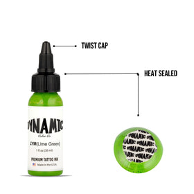 Dynamic Color Lime Green Tattoo Ink with tattoo supplies