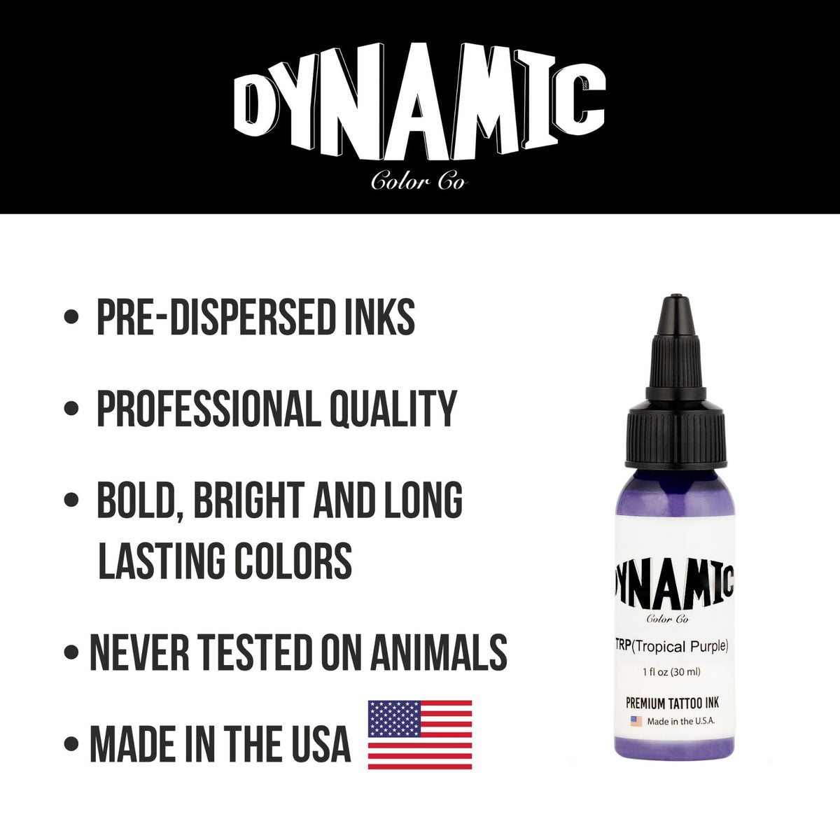 Dynamic Color Tropical Purple Tattoo Ink with needle and tattoo supplies
