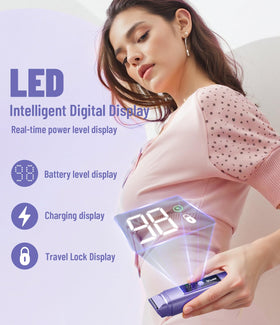 Dynooper bikini trimmer with LED display showing battery status