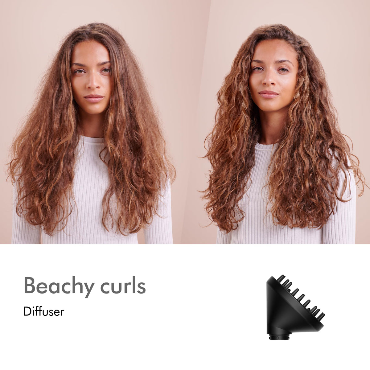Dyson Airwrap™ Complete Long Diffuse Multi-Styler in use on curly hair