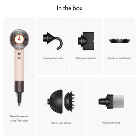 Dyson Supersonic Nural Hair Dryer in use on styled hair