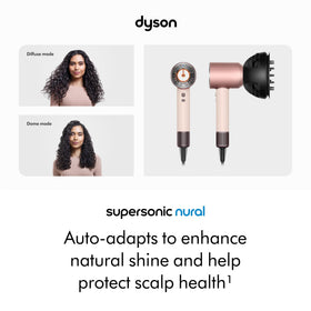 Dyson Supersonic Nural Hair Dryer side view showing attachments