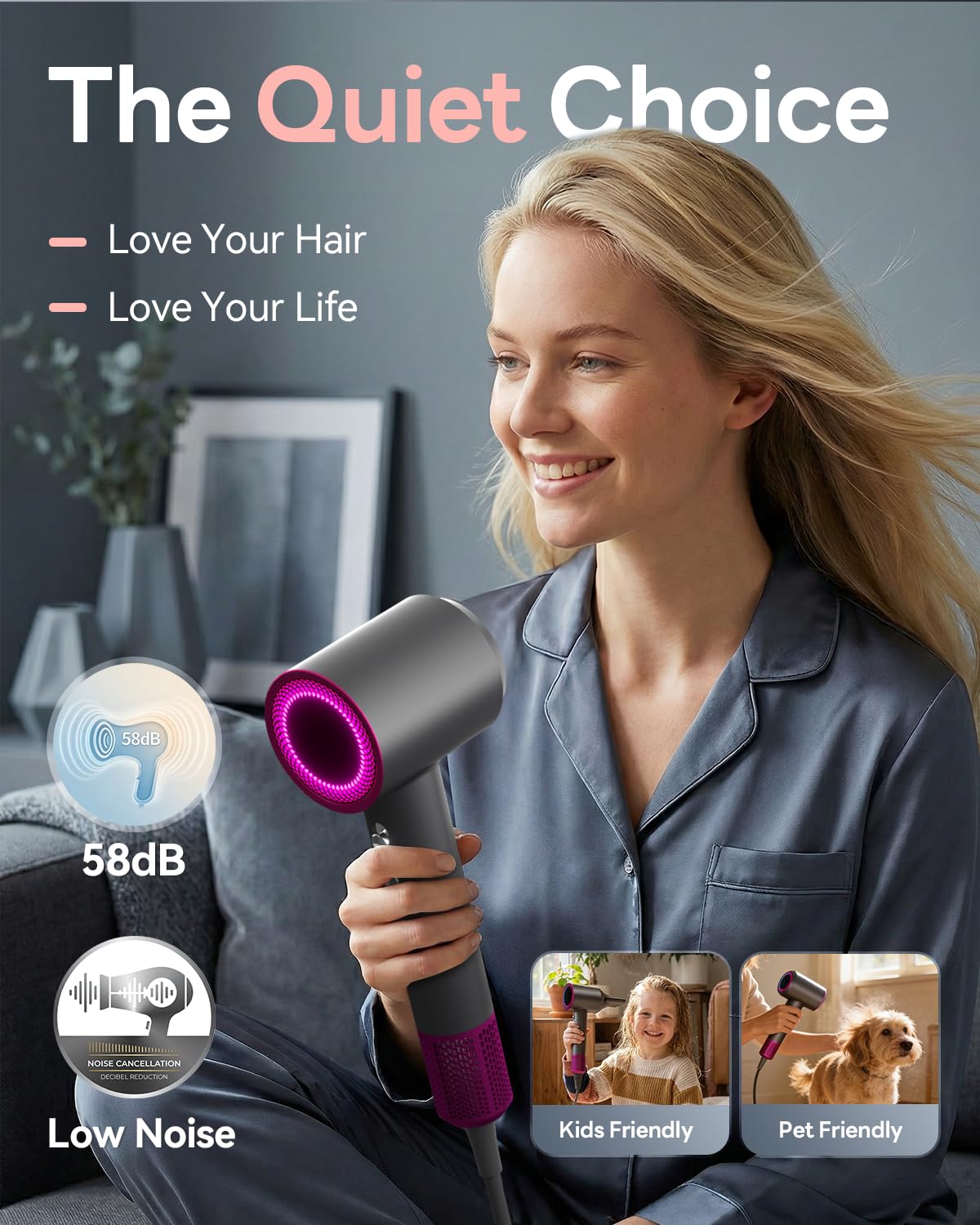 DZDVO Hair Dryer controls showing temperature settings