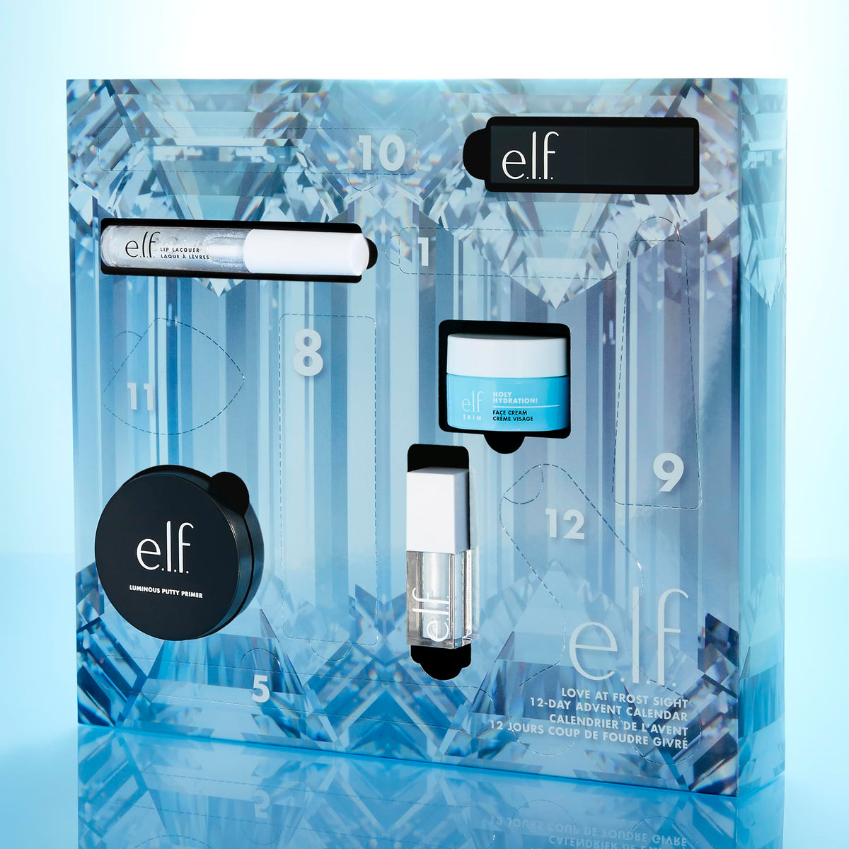 e.l.f. Advent Calendar contents including face primer and lip products