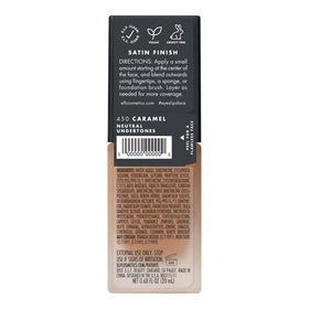 e.l.f. Flawless Satin Foundation Caramel 20mL packaging details