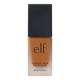 e.l.f. Flawless Satin Foundation Caramel 20mL with makeup brush