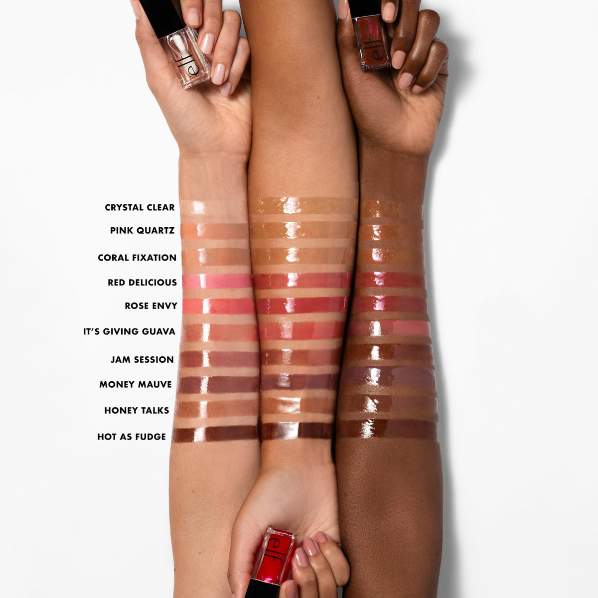 e.l.f. Glow Reviver Lip Oil Crystal Clear texture on hand