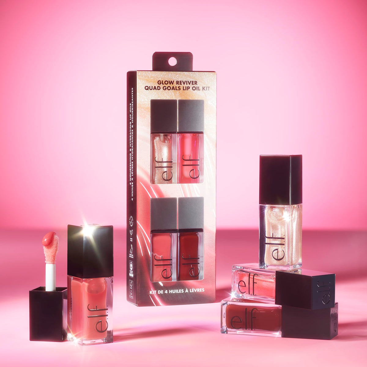 e.l.f. Glow Reviver Lip Oil Kit with applicator