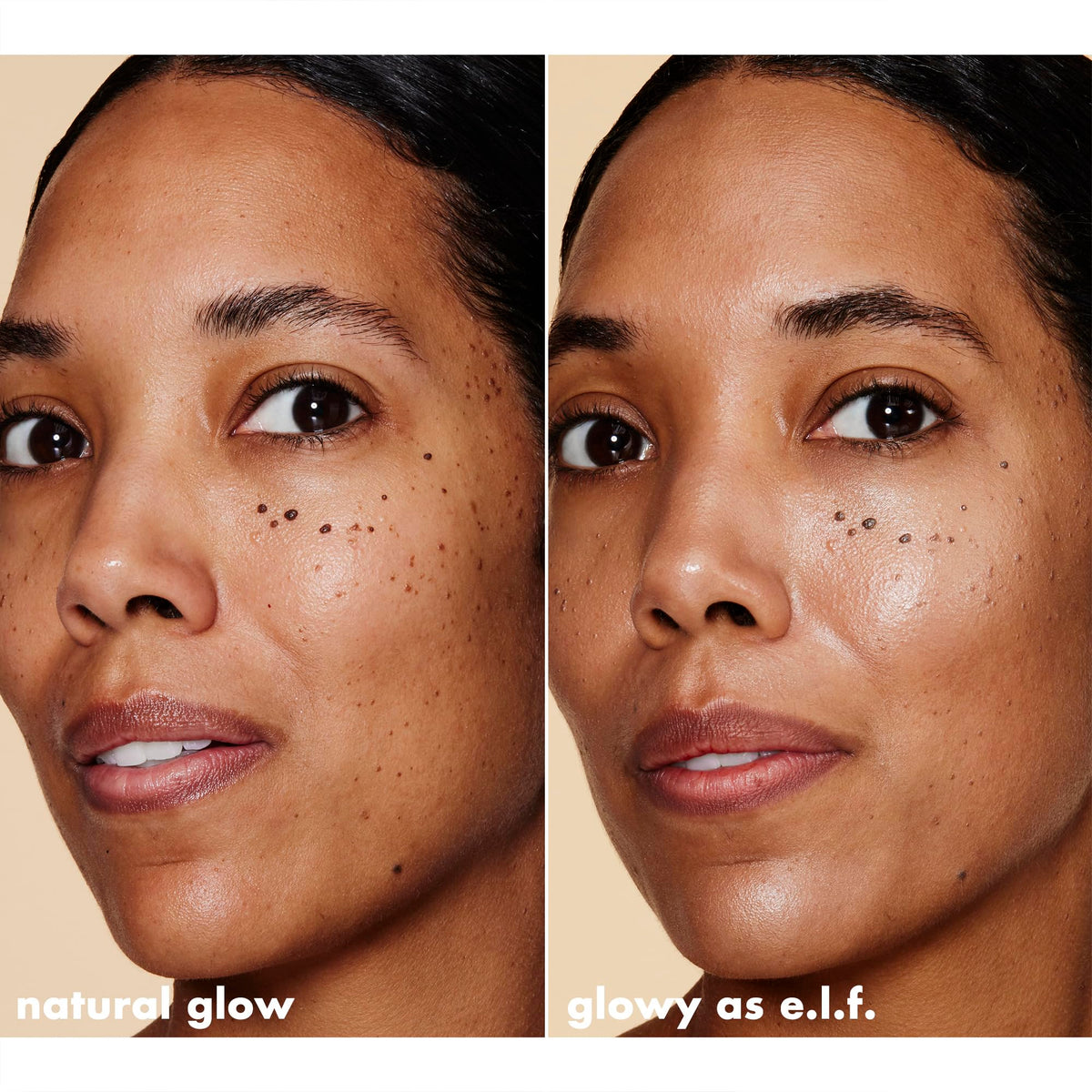 e.l.f. Halo Glow Liquid Filter 3.5 Medium application on cheekbones