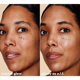 e.l.f. Halo Glow Liquid Filter 3.5 Medium application on cheekbones