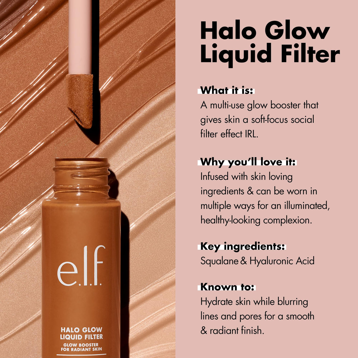 e.l.f. Halo Glow Liquid Filter application on skin
