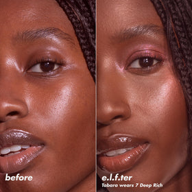 e.l.f. Halo Glow Powder Filter Deep Neutral with makeup brushes